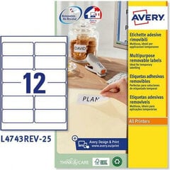 Этикетки для принтера Avery L7971 38,1 x 21,1 mm Белый 25 Листья (5 штук) цена и информация | Kanceliarinės prekės | pigu.lt