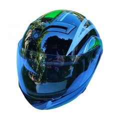 Moto šalmas su tamsinančiu skydeliu XL - mėlynas цена и информация | Шлемы для мотоциклистов | pigu.lt