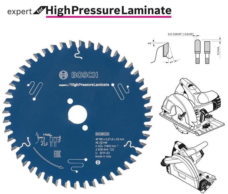 Pjovimo diskas laminatui Bosch Expert, 190 mm цена и информация | Pjūklai, pjovimo staklės | pigu.lt