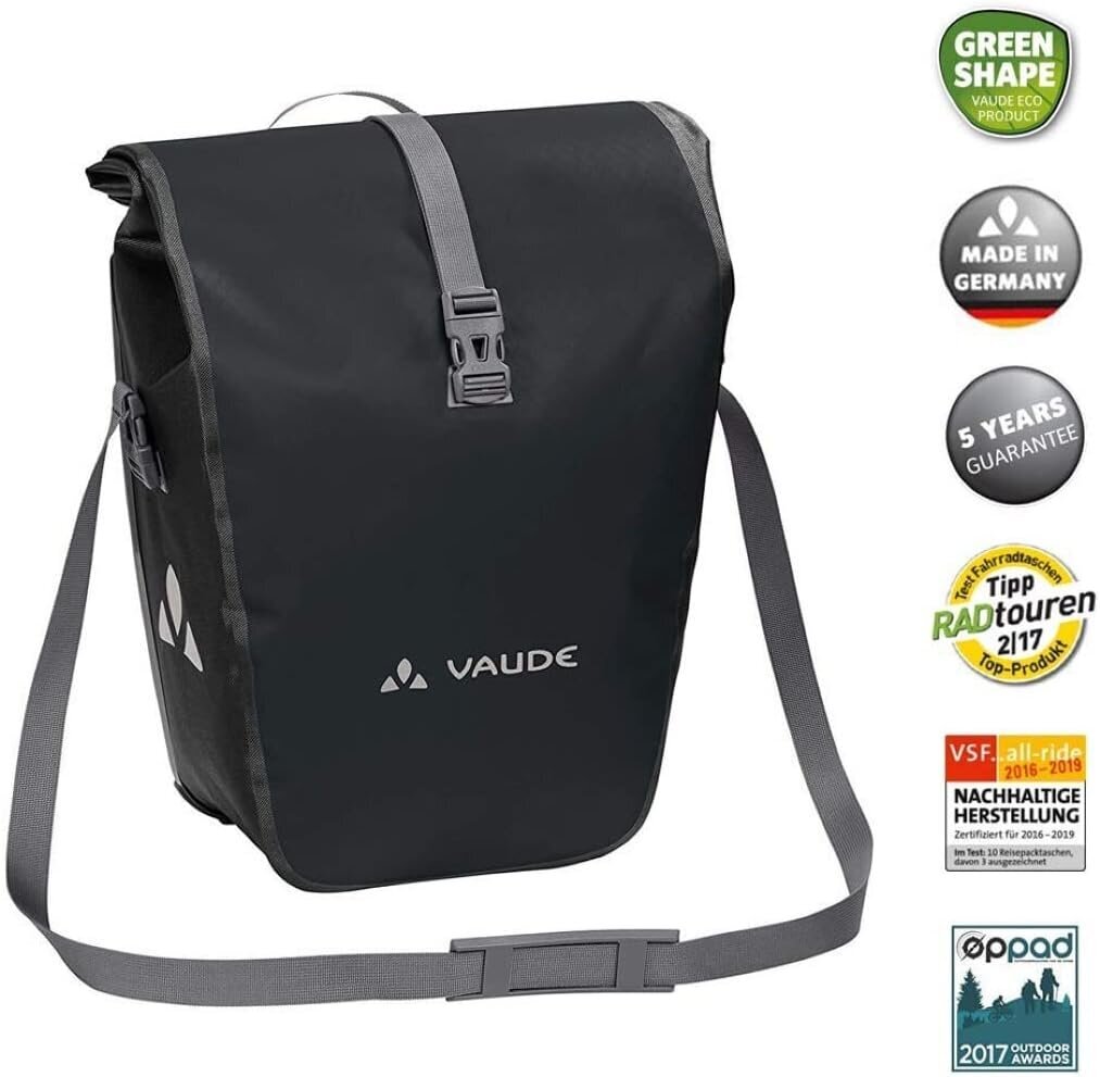 Šoniniai krepšiai Vaude Aqua, galiniai, juodi kaina ir informacija | Dviračių bagažinės | pigu.lt