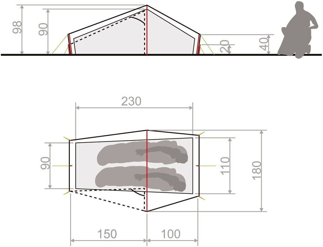 Palapinė Vaude Lizard Seamless 1-2, žalia kaina ir informacija | Palapinės | pigu.lt