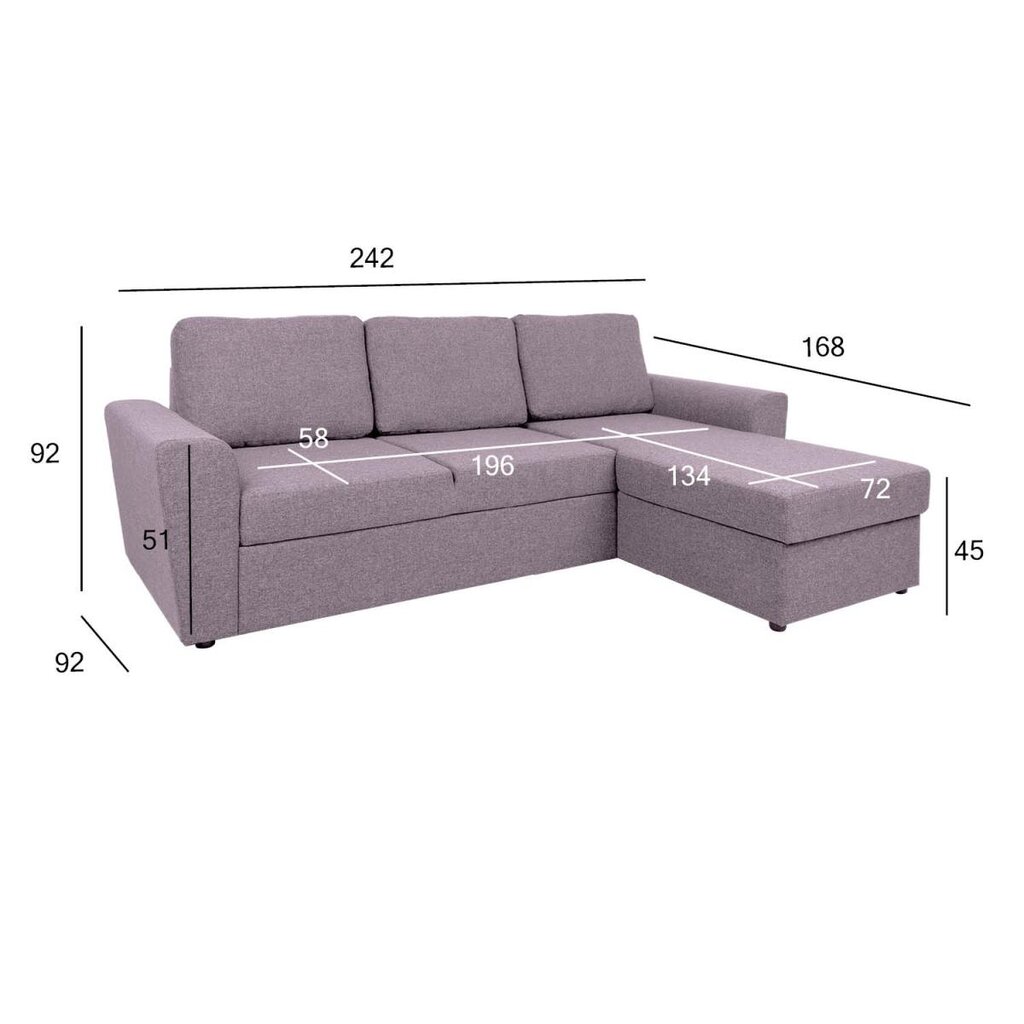 Kampinė sofa Ingmar, violetinė цена и информация | Sofos | pigu.lt