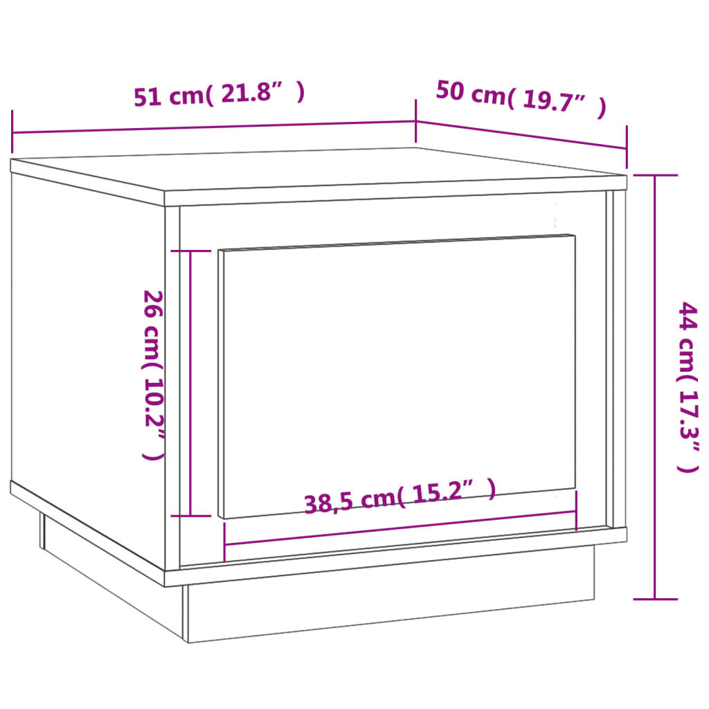 Kavos staliukas vidaXL 51x50x44cm, rudas цена и информация | Kavos staliukai | pigu.lt