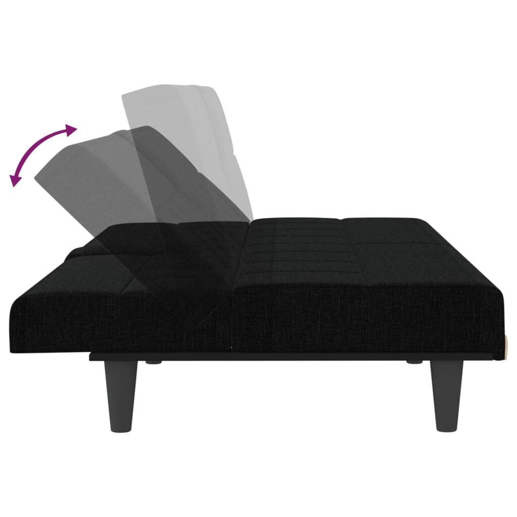 Sofa-lova su puodelių laikikliais vidaXL, juoda цена и информация | Sofos | pigu.lt