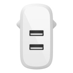 Сетевая зарядка Belkin Boost Charge Dual USB-A 24W + USB-A to USB-C cable белая цена и информация | Зарядные устройства для телефонов | pigu.lt