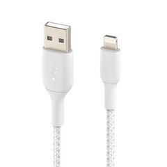 USB кабель Belkin Boost Charge Braided USB-A to Lightning 1m белый цена и информация | Кабели для телефонов | pigu.lt