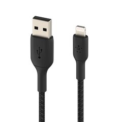 USB кабель Belkin Boost Charge Braided USB-A to Lightning 1m черный цена и информация | Кабели для телефонов | pigu.lt