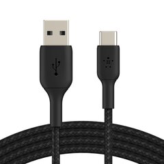 USB кабель Belkin Boost Charge Braided USB-A to USB-C 1m черный цена и информация | Кабели для телефонов | pigu.lt