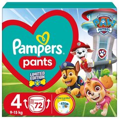 Подгузники-трусики PAMPERS Pants Paw Patrol, 4 размер, 9-15 кг, 72 шт цена и информация | Подгузники | pigu.lt