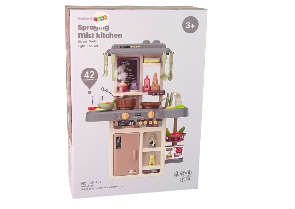 Interaktyvi vaikiška virtuvėlė Lean Toys, rožinė kaina ir informacija | Žaislai mergaitėms | pigu.lt