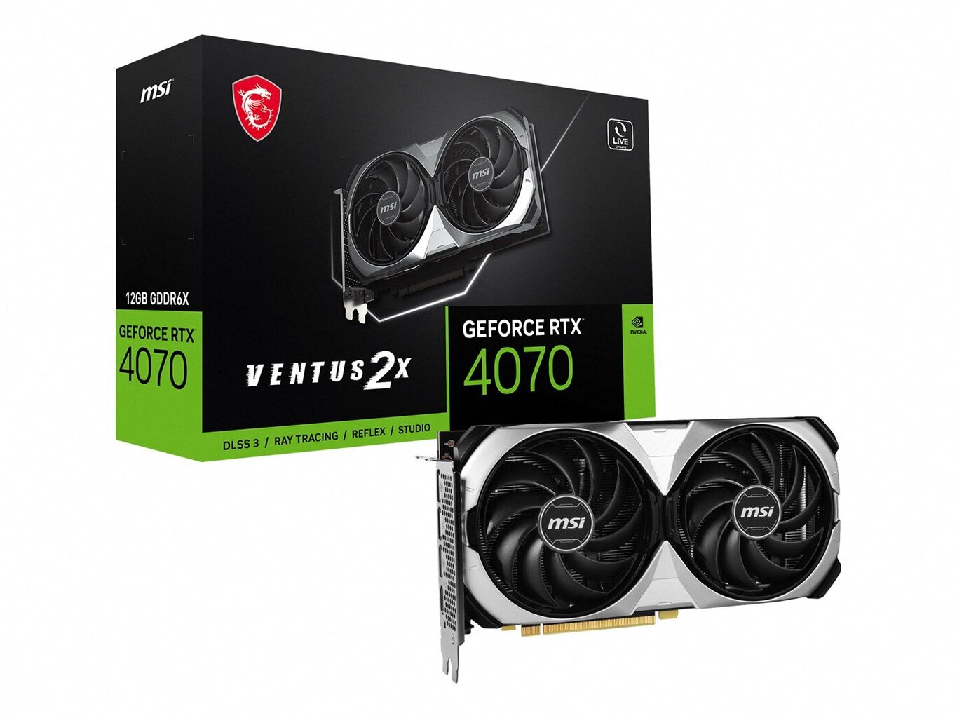 MSI GeForce RTX 4070 Ventus 2X 12G OC kaina ir informacija | Vaizdo plokštės (GPU) | pigu.lt