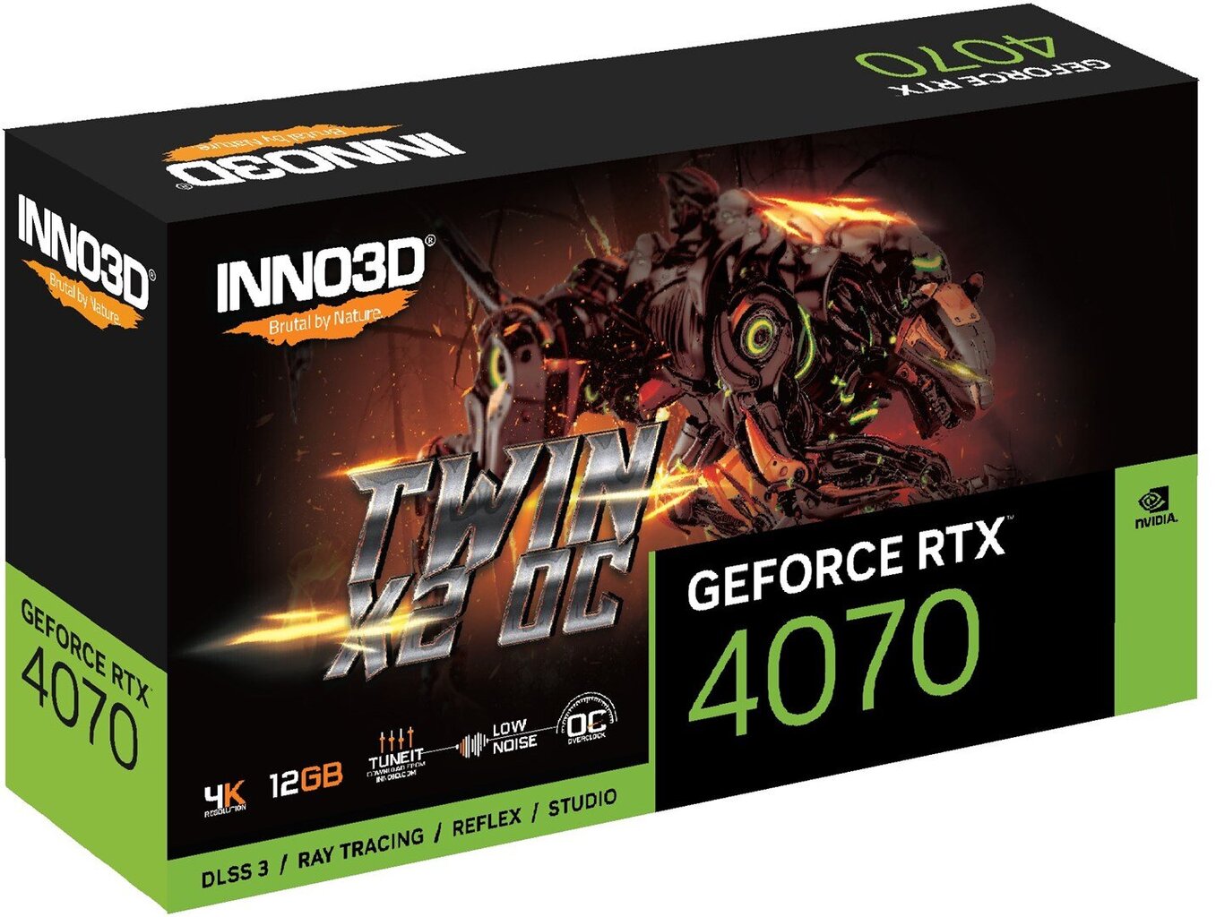 Inno3D GeForce RTX 4070 Twin X2 OC (N40702-126XX-185252N) цена и информация | Vaizdo plokštės (GPU) | pigu.lt