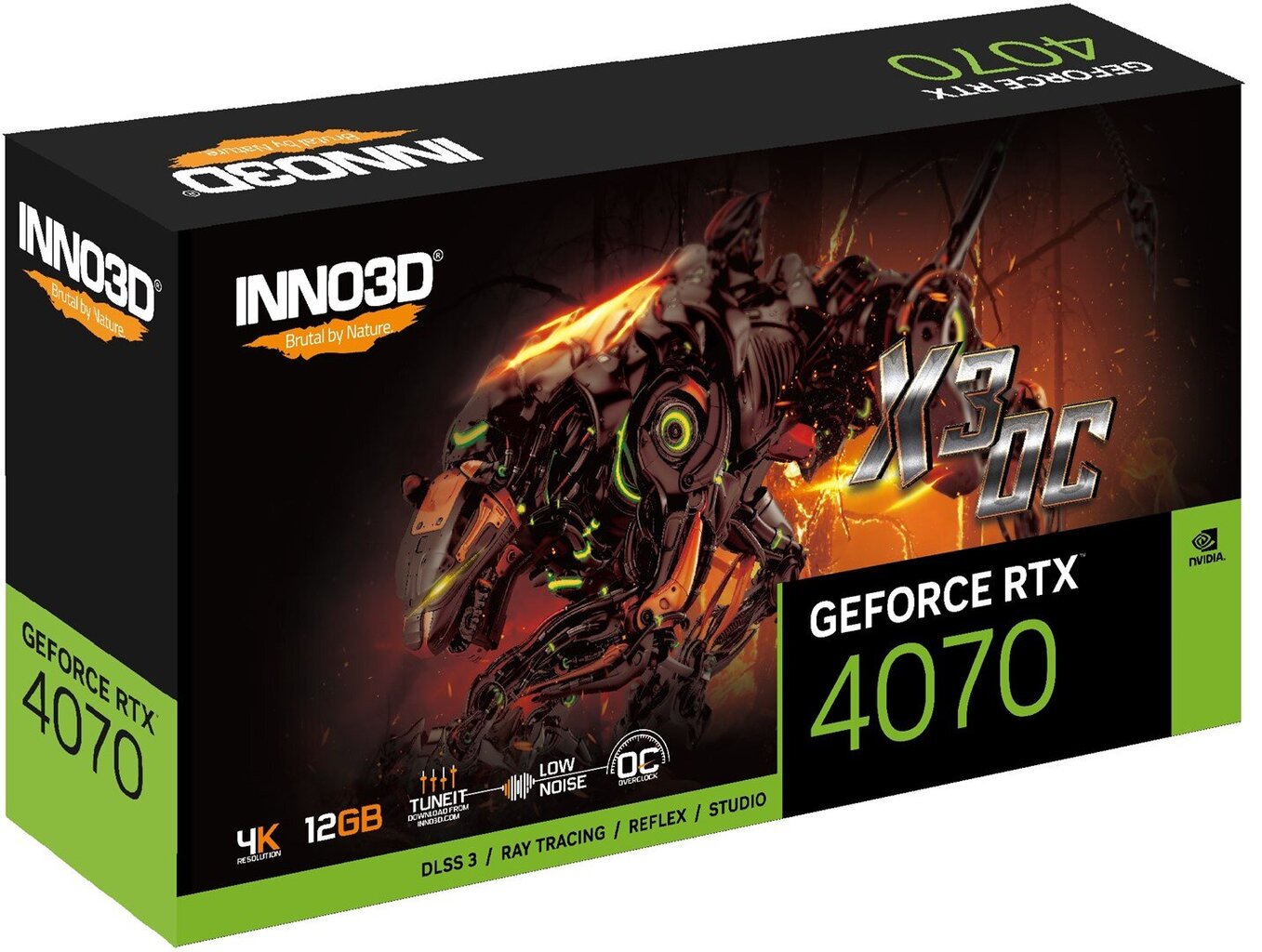 Inno3D GeForce RTX 4070 X3 OC (N40703-126XX-185252L) kaina ir informacija | Vaizdo plokštės (GPU) | pigu.lt