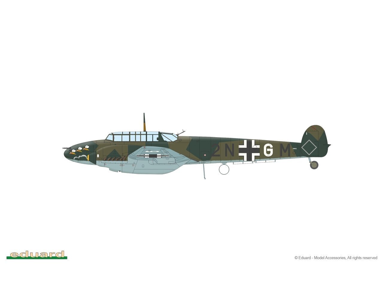 Surenkamas modelis Eduard Messerschmitt Bf 110C Profipack, 1/48, 8209 цена и информация | Konstruktoriai ir kaladėlės | pigu.lt