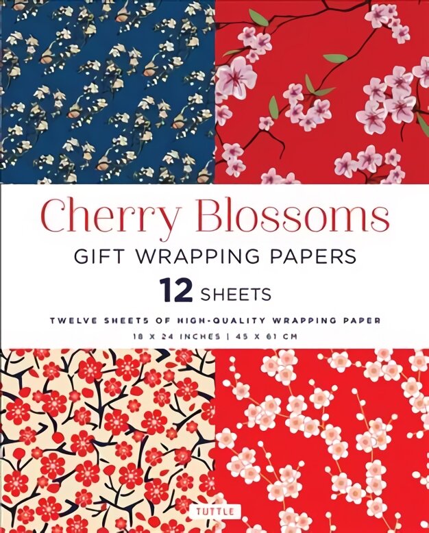 Cherry Blossoms Gift Wrapping Papers - 12 Sheets: 18 x 24 inch (45 x 61 cm) Wrapping Paper цена и информация | Knygos apie sveiką gyvenseną ir mitybą | pigu.lt