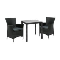 Садовая мебель WICKER стол и 2 стула, чёрный цена и информация | Комплекты уличной мебели | pigu.lt