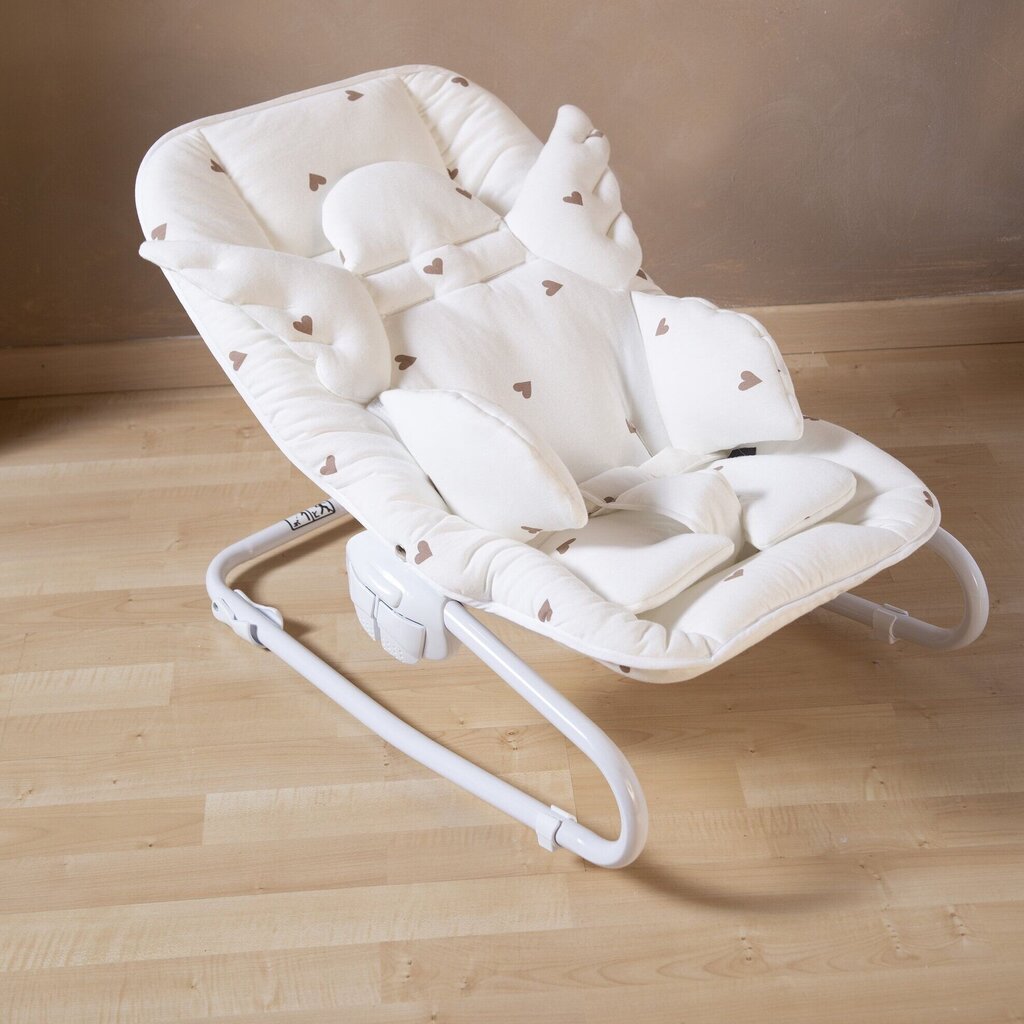 Universalus maitinimo kėdutės įdėklas Childhome Angel jersey hearts, white kaina ir informacija | Maitinimo kėdutės | pigu.lt