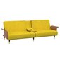 Sofa-lova su puodelių laikikliais vidaXL, geltona kaina ir informacija | Sofos | pigu.lt