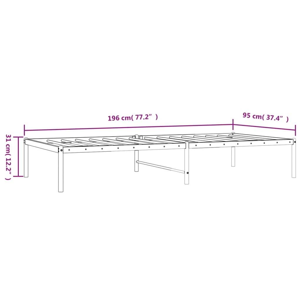 vidaXL Metalinis lovos rėmas, juodos spalvos, 90x190cm цена и информация | Lovos | pigu.lt