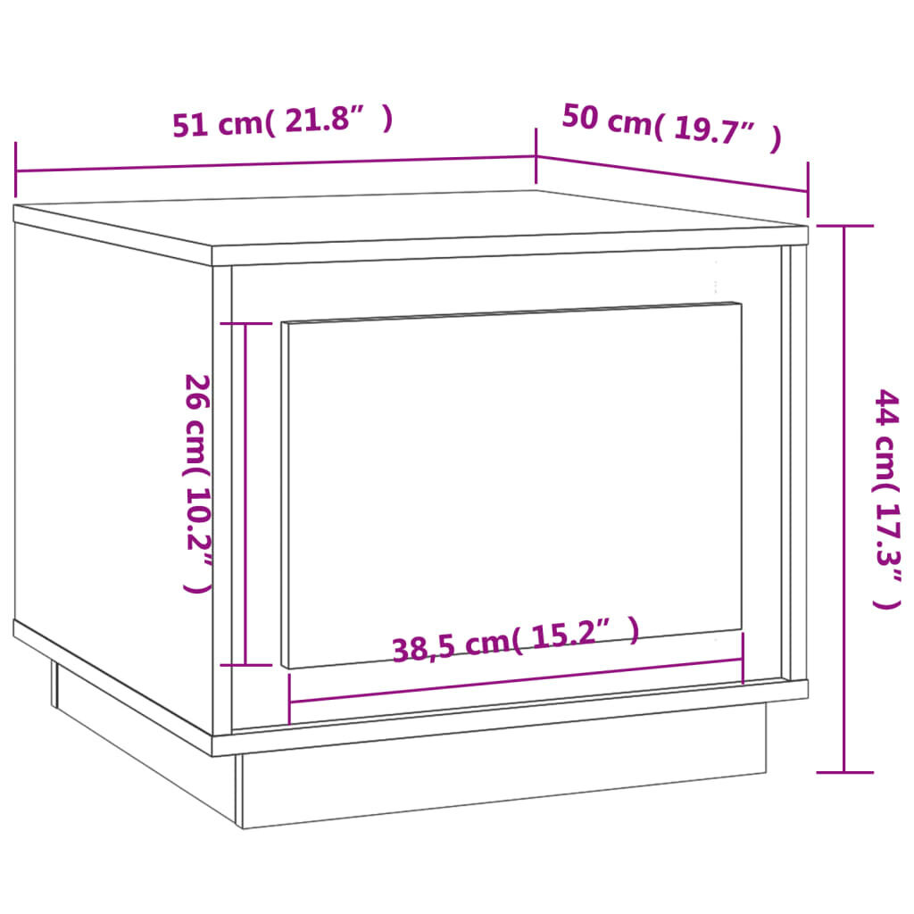 Kavos staliukas vidaXL 51x50x44cm, baltas kaina ir informacija | Kavos staliukai | pigu.lt