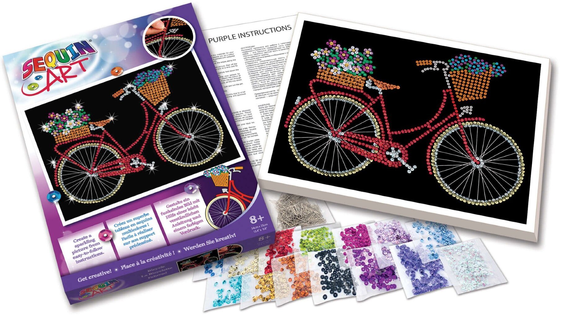 Deimantinė mozaika Sequin Art Bicycle, 25 x 34 cm kaina ir informacija | Deimantinės mozaikos | pigu.lt