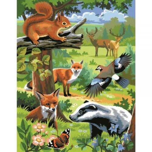 Tapyba pagal skaičius KSG Woodland Animals, 30 x 23 cm, 2 vnt. kaina ir informacija | Tapyba pagal skaičius | pigu.lt