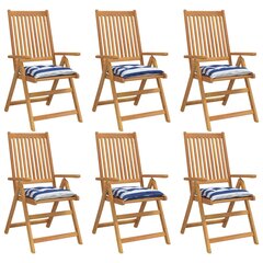 vidaXL Kėdės pagalvėlės, 6vnt., mėlynos/baltos, 50x50x7cm, audinys kaina ir informacija | Pagalvės, užvalkalai, apsaugos | pigu.lt