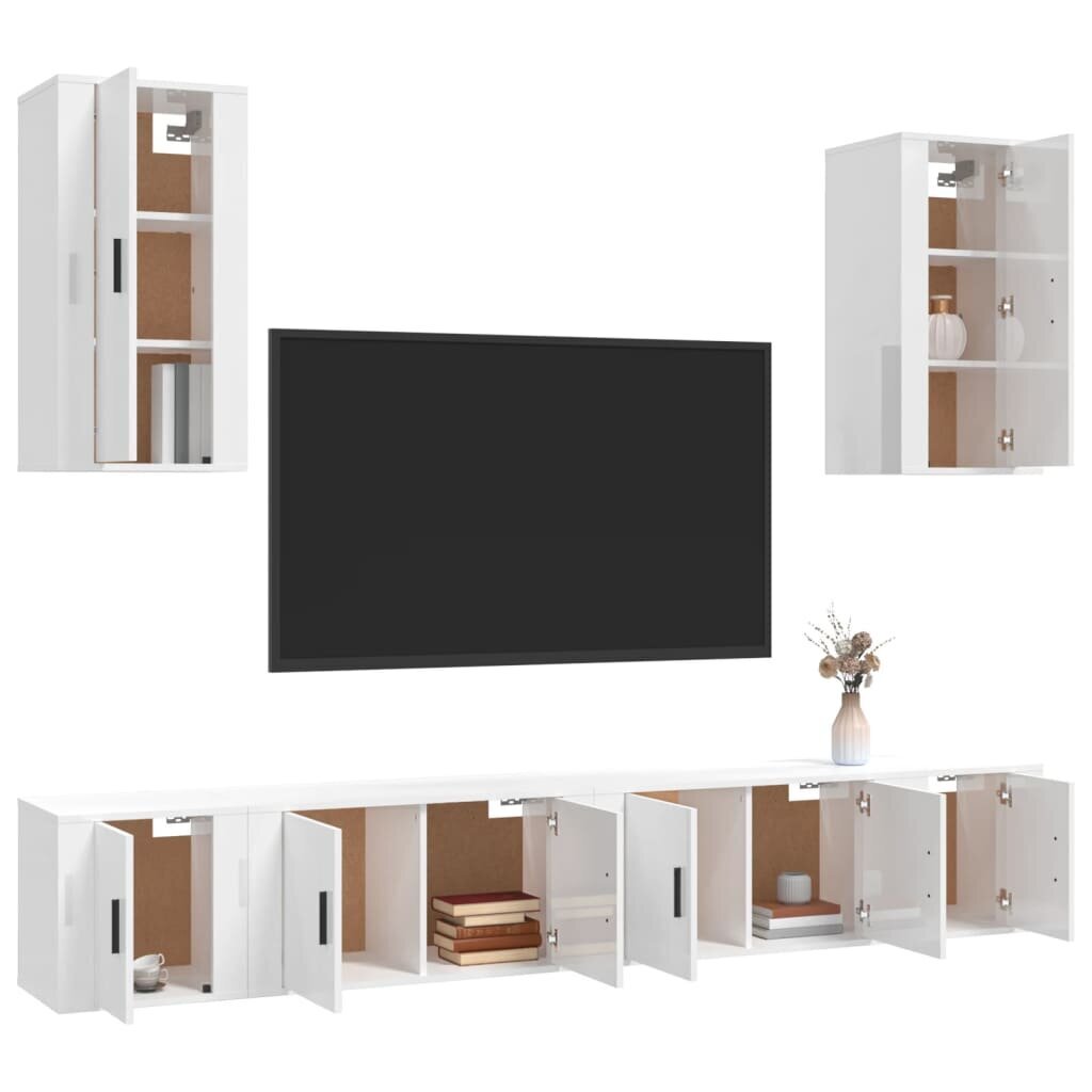 6-ių dalių TV spintelių komplektas vidaXL, baltas kaina ir informacija | TV staliukai | pigu.lt