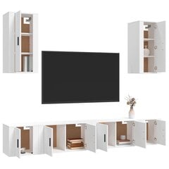 6-ių dalių TV spintelių komplektas vidaXL, baltas kaina ir informacija | TV staliukai | pigu.lt