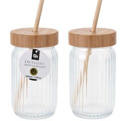 Stiklinė gėrimams su dangteliu Bamboo, 500 ml kaina ir informacija | Taurės, puodeliai, ąsočiai | pigu.lt