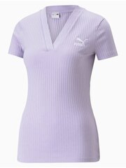 PUMA Classics Ribbed V-Neck Slim Tee Vivid Violet 234237841 цена и информация | Женские футболки | pigu.lt