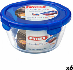 Герметичная коробочка для завтрака Pyrex Cook & Go 20 x 20 x 10,3 cm Синий 1,6 L Cтекло (6 штук) цена и информация | Посуда для хранения еды | pigu.lt