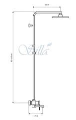 Dušo komplektas Silla S-1067B, 115x33 cm kaina ir informacija | Dušo komplektai ir panelės | pigu.lt