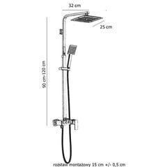 Dušo komplektas Silla S-1160B, 110x32 cm kaina ir informacija | Dušo komplektai ir panelės | pigu.lt