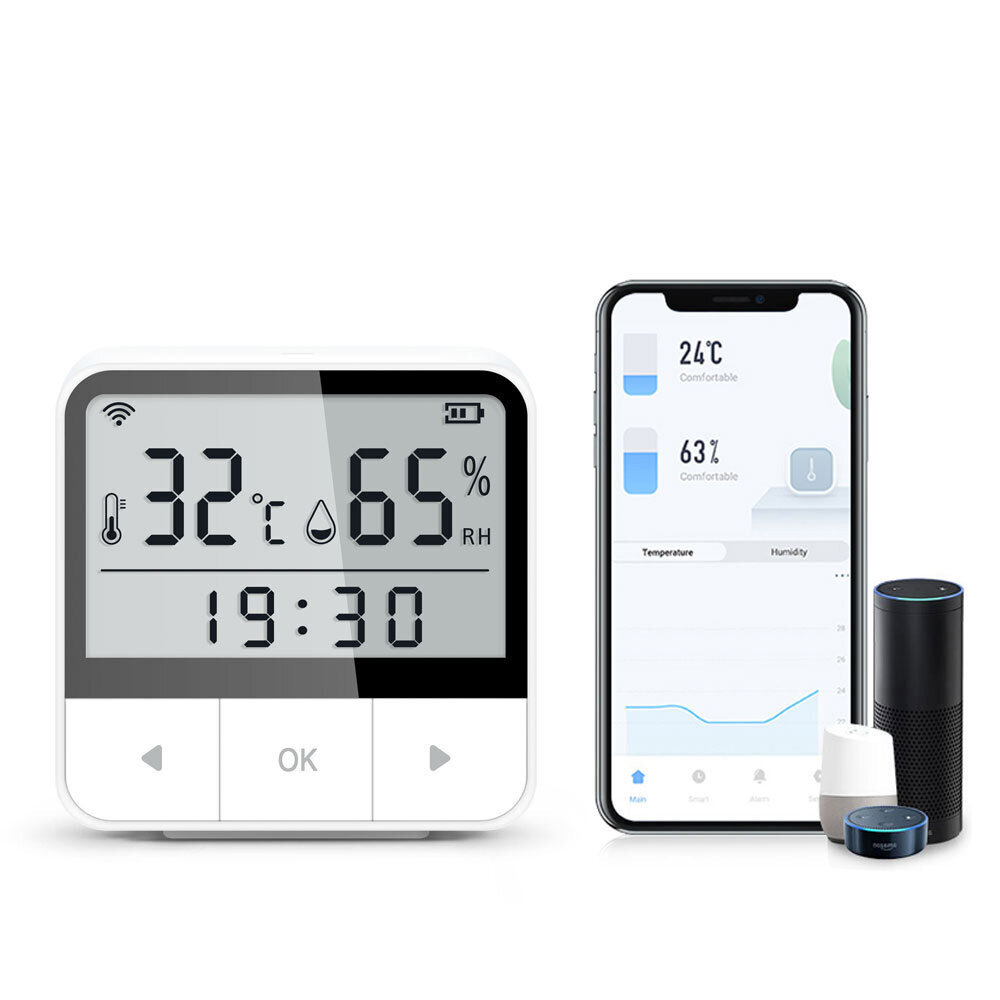 Temperatūros ir drėgmės jutiklis Evismart EV-PST-PA-010W kaina | pigu.lt