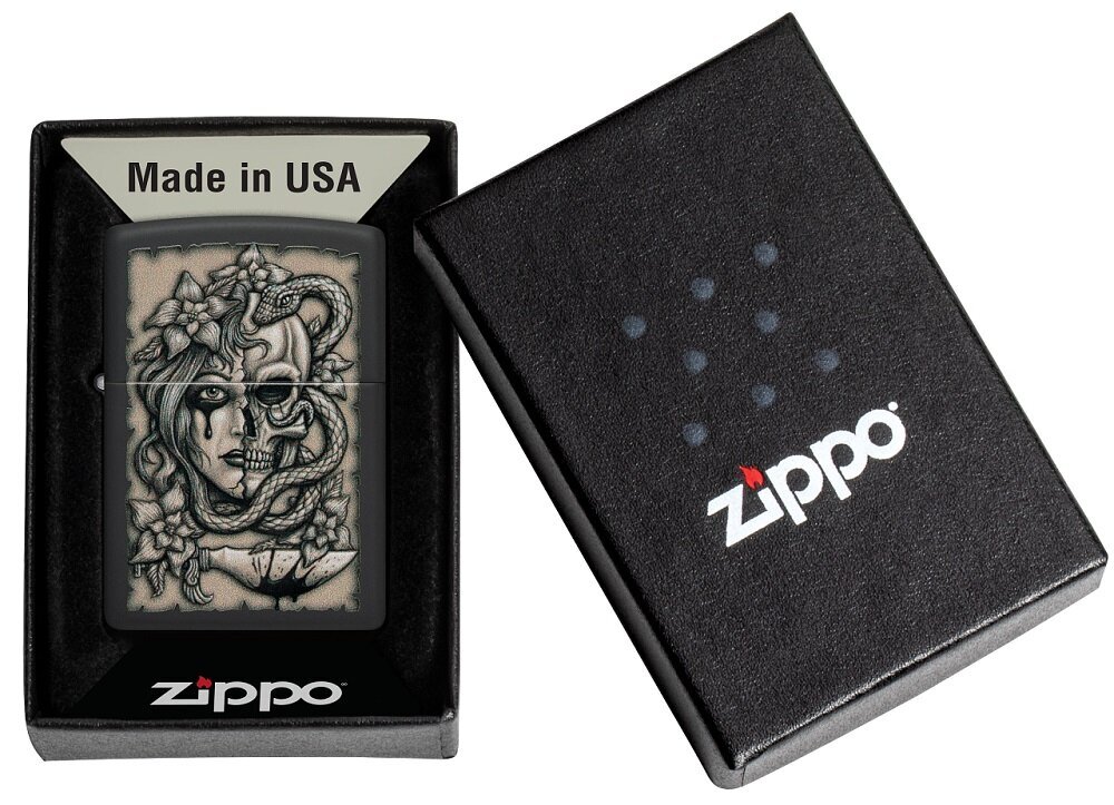 Žiebtuvėlis Zippo 48616 Gory Tattoo Design, juodas kaina ir informacija | Žiebtuvėliai ir priedai | pigu.lt