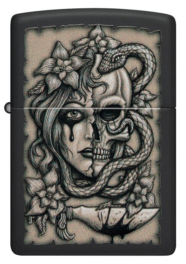 Žiebtuvėlis Zippo 48616 Gory Tattoo Design, juodas kaina ir informacija | Žiebtuvėliai ir priedai | pigu.lt