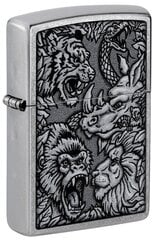 Žiebtuvėlis Zippo 48567 Jungle Design, sidabrinis kaina ir informacija | Žiebtuvėliai ir priedai | pigu.lt