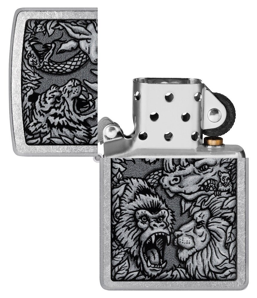 Žiebtuvėlis Zippo 48567 Jungle Design, sidabrinis цена и информация | Žiebtuvėliai ir priedai | pigu.lt