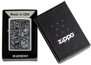 Žiebtuvėlis Zippo 48567 Jungle Design, sidabrinis kaina ir informacija | Žiebtuvėliai ir priedai | pigu.lt