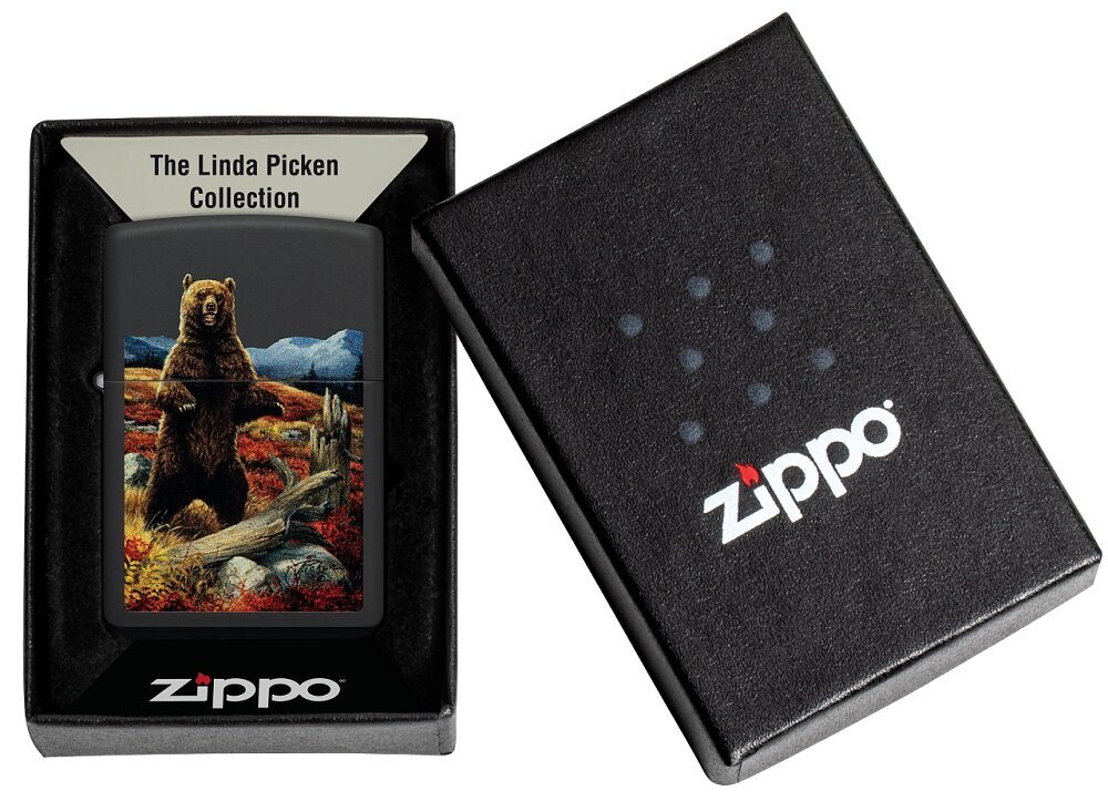 Žiebtuvėlis Zippo 48597 Linda Picken Grizzly, juodas цена и информация | Žiebtuvėliai ir priedai | pigu.lt