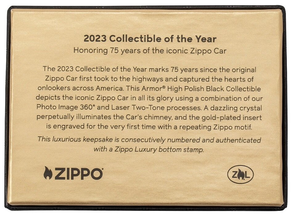 Žiebtuvėlis Zippo 48693 Armor® Zippo Car 75 Design Collectible of the Year, pilkas kaina ir informacija | Žiebtuvėliai ir priedai | pigu.lt