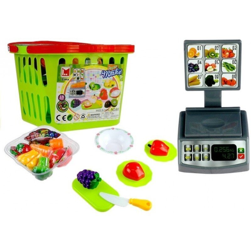 Pirkinių krepšys su žaisliniu maistu Lean Toys цена и информация | Žaislai mergaitėms | pigu.lt