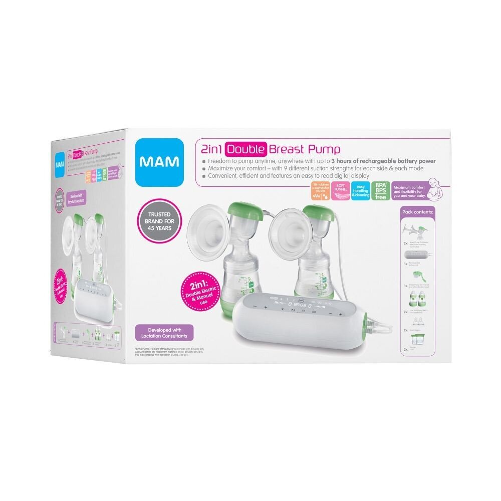 Elektrinis pientraukis MAM 2-in-1 Double Electric Breast Pump kaina ir informacija | Pientraukiai | pigu.lt