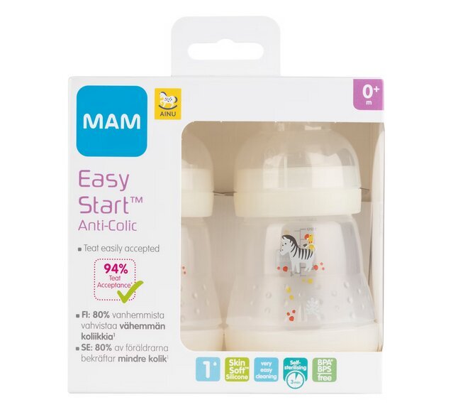 Buteliukas MAM Easy Start Anti-Colic, 2x160ml цена и информация | Buteliukai kūdikiams ir jų priedai | pigu.lt