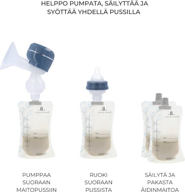Motinos pieno laikymo maišeliai Lola&Lykke, 10 vnt. kaina ir informacija | Kūdikių indai, indeliai pienui ir įrankiai | pigu.lt