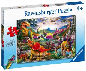 Dėlionė dinozaurai Ravensburger T-Rex Terror, 35 d. kaina ir informacija | Dėlionės (puzzle) | pigu.lt