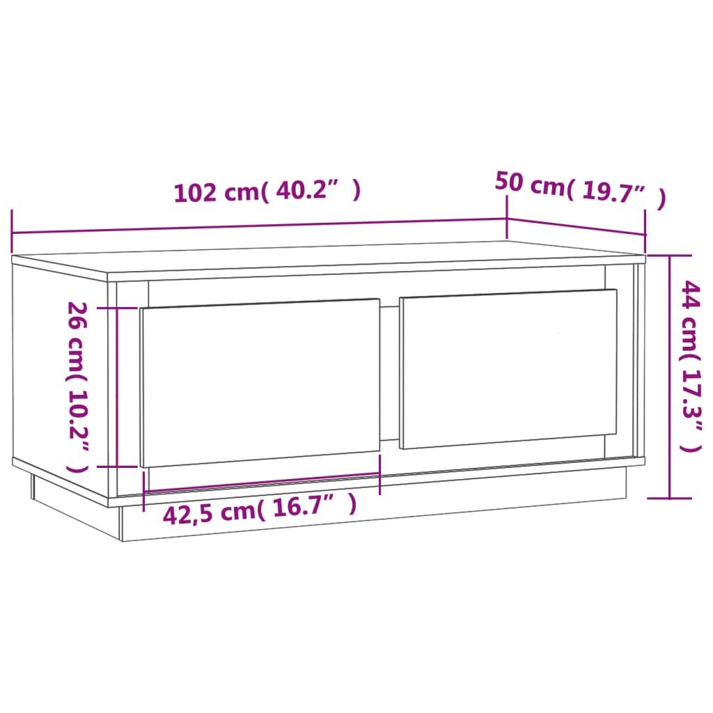 Kavos staliukas vidaXL 102x50x44cm, rudas kaina ir informacija | Kavos staliukai | pigu.lt