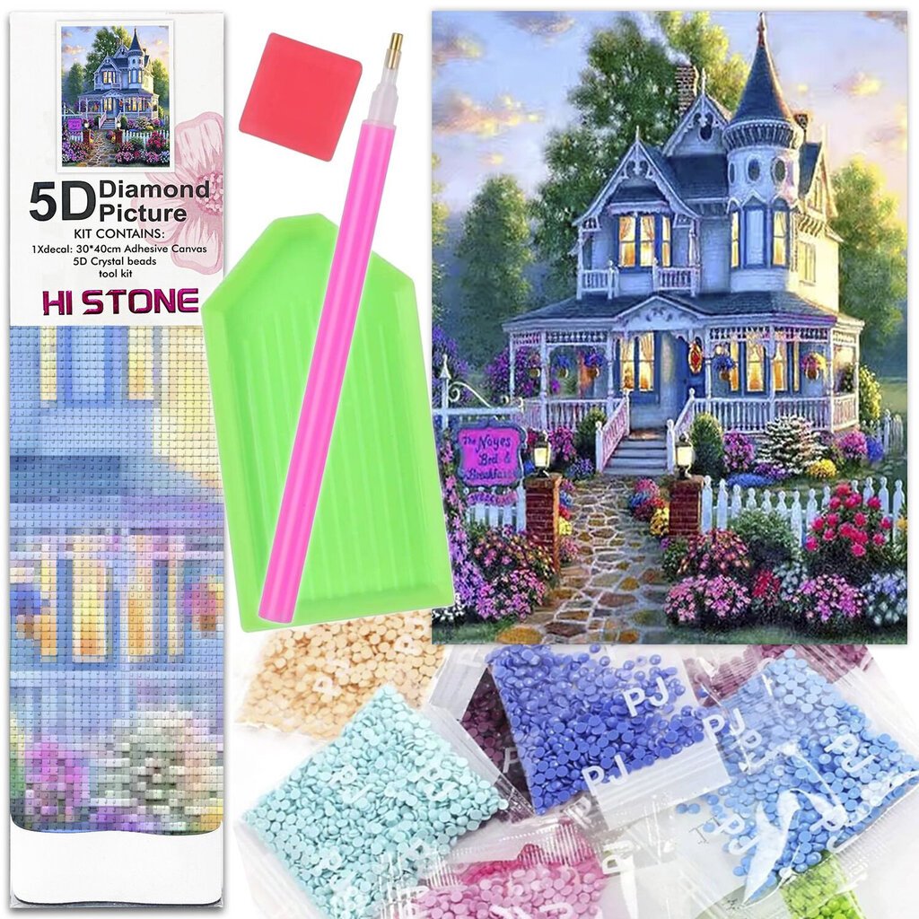 Deimantinė mozaika - namas su sodu Hi Stone Diamond Picture 5D kaina ir informacija | Deimantinės mozaikos | pigu.lt