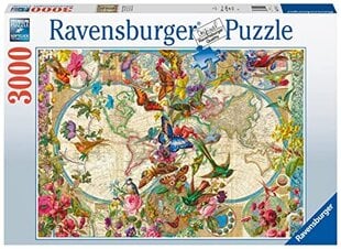 Dėlionė Ravensburger Flora & Fauna World Map, 3000 d. kaina ir informacija | Dėlionės (puzzle) | pigu.lt